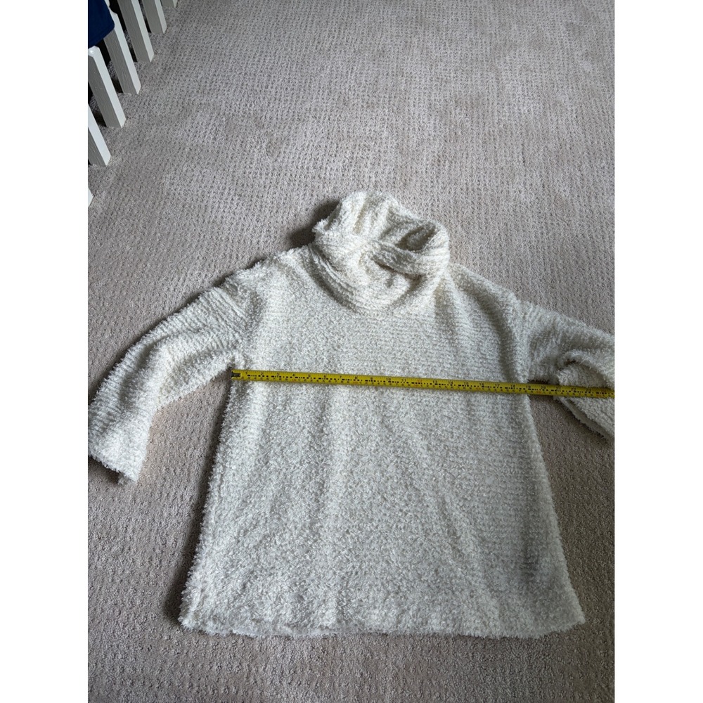 Womens Cream White Fuzzy Popcorn Boucle Knit Sweater Relaxed Fit